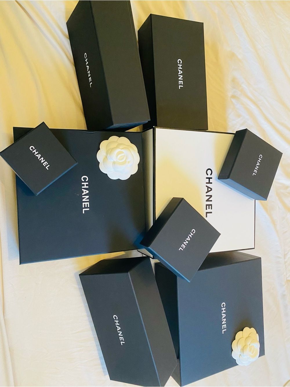 🛍️Chanel Authentic Small -Medium Branded Boxes & Camellias. May Sell Separately.